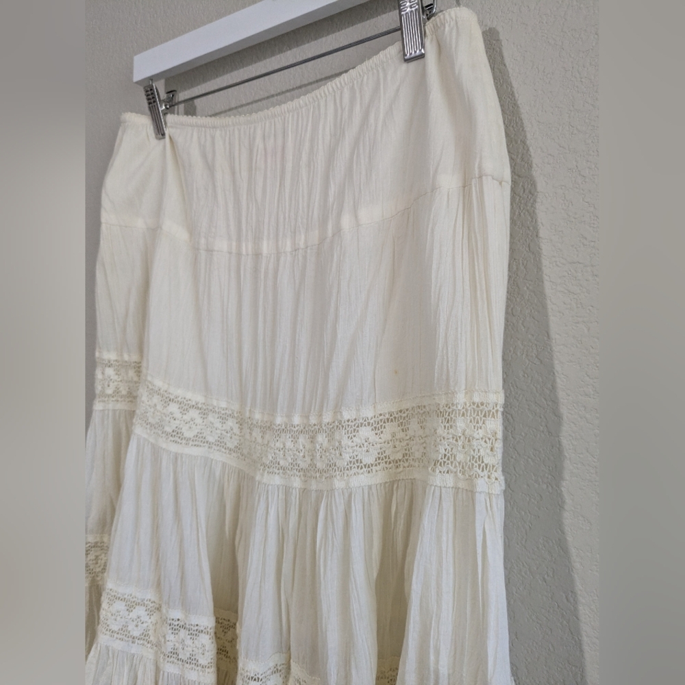 Vintage Frederick's Of Hollywood Tiered Lace Slip Skirt XS Ivory - Picture 3 of 16